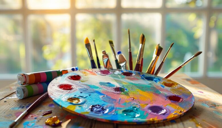Exemple parfait d'harmonisation des couleurs de peinture dans une maison ouverte, montrant un espace de vie lumineux et coloré.